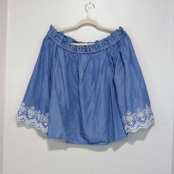MICHAEL KORS EMBROIDERED PEASANT TOP - Picture 1 of 6
